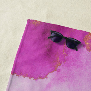Serviette De Plage Gemstone or rose chaud monogramme Beach Towne