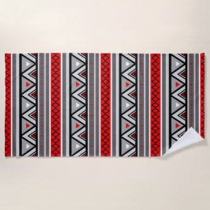 Serviette De Plage Géométrique moderne du sud-ouest, rouge et gris / 