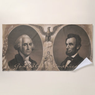 Serviette De Plage George Washington Abraham Lincoln Eagle Patriotiqu