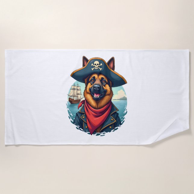 Serviette De Plage German Shepherd Dog Pirate Copy (Devant)
