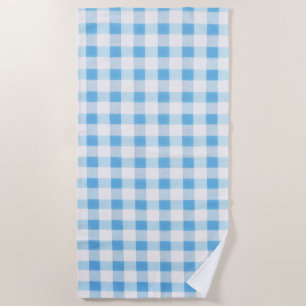 Serviette De Plage Gingham Bleu Bébé