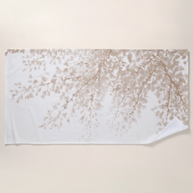 Serviette De Plage Ginkgo Rêve Feuille 6 #nature #art (Devant)