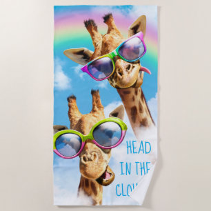 Serviette De Plage Girafe Aux Lunettes De Soleil