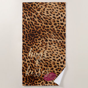 Serviette De Plage Girl Glam Leopard Baisers Lips