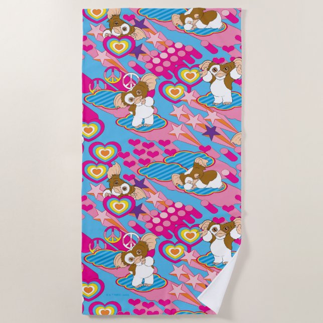 Serviette De Plage Gizmo | Pink Peace & Love Motif (Devant)
