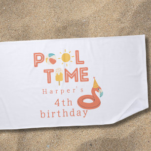 Serviette De Plage glace flamingo d'été anniversaire enfants fête de