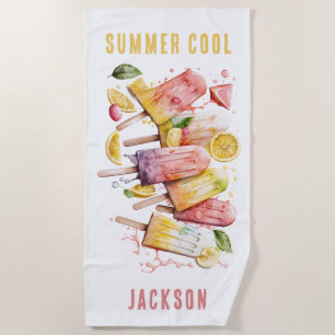 SERVIETTE DE PLAGE GLACES COLORÉES ET FRAÎCHES, PERSONNALISÉES