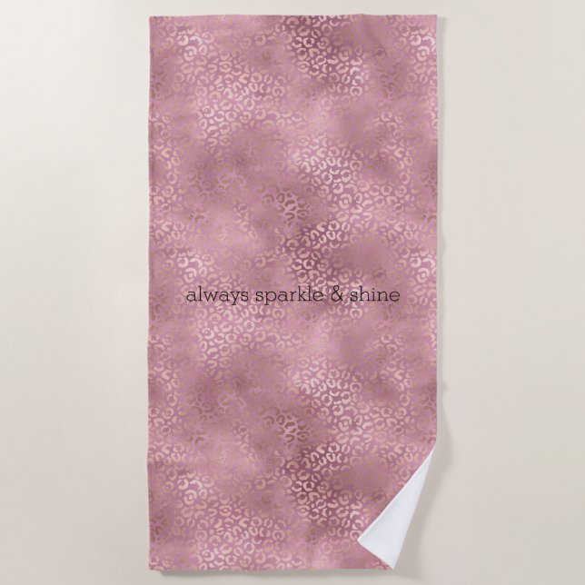 Serviette De Plage Glam Pink Glitzy Empreinte de léopard (Devant)