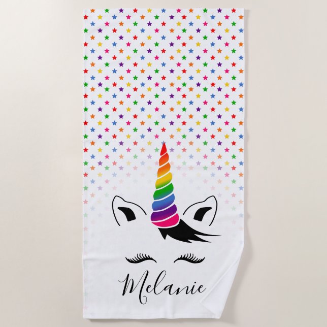 Serviette De Plage Glam Rainbow Unicorn (Devant)