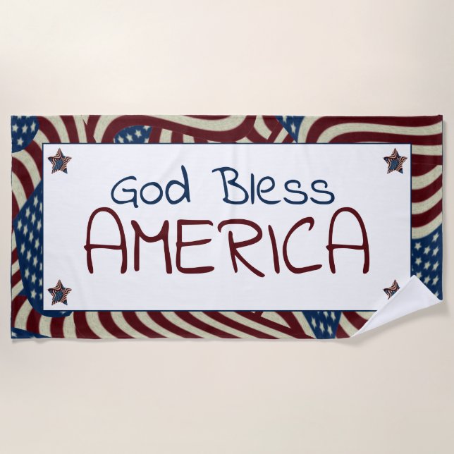Serviette De Plage God Bless America Red White Blue Flags (Devant)