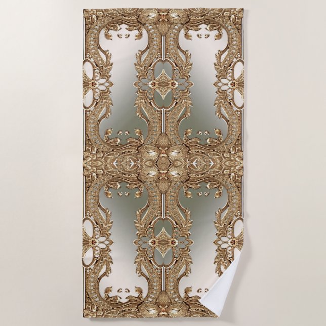 Serviette de plage Gold Ornate (Devant)
