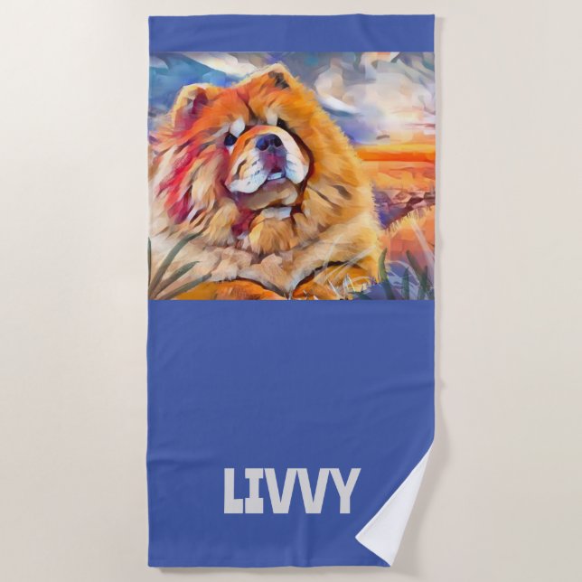 Serviette De Plage GOLDEN GIRL chow (Devant)