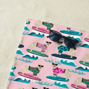 Serviette de plage Golden Retriever Dog Surfing