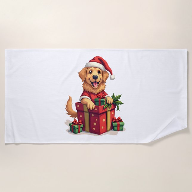 Serviette De Plage Golden Retriever Gift Wrap (Devant)