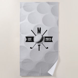 Serviette De Plage Golf Ball Texture & Club Premier Monogramme