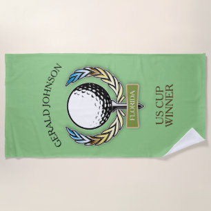 Serviette De Plage Golf Design Monogram Golfer Modèle Beach Towne