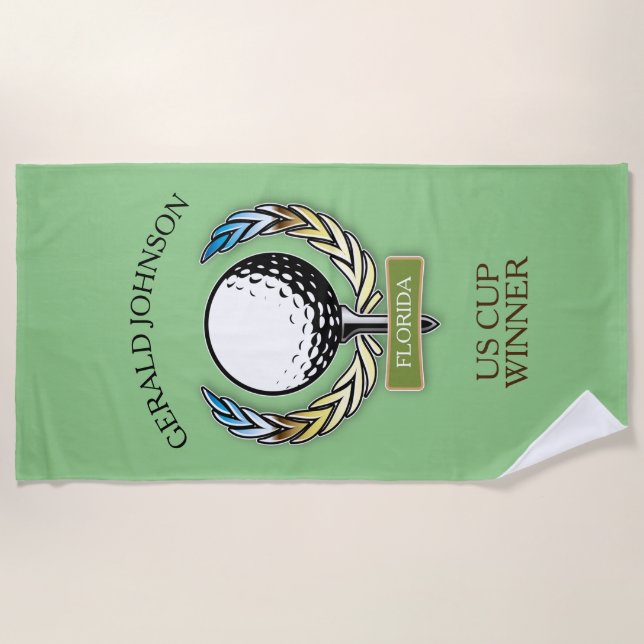 Serviette De Plage Golf Design Monogram Golfer Modèle Towne (Devant)