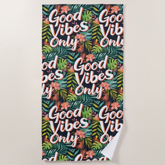 Serviette De Plage Good Vibes uniquement tropical (Devant)