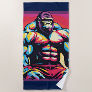 Serviette De Plage Gorilla Bodybuilder Lifter Pop Art Dessin
