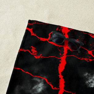 Serviette De Plage Goth nocturne d'horreur - Noir et Blanc, Rouge