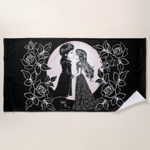 Serviette De Plage Gothique Emo Enfants Kiss Valentine's Day