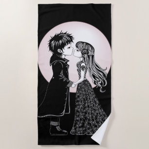 Serviette De Plage Gothique Emo Enfants Kiss Valentine's Day