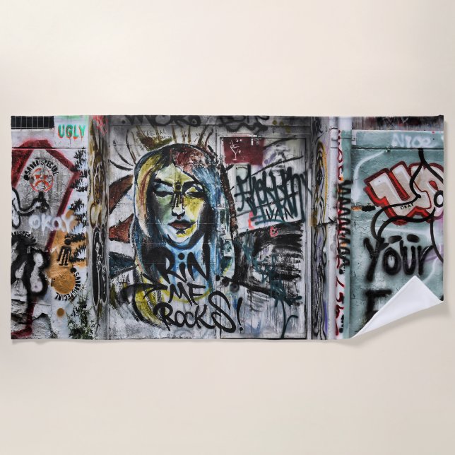 Serviette De Plage Graffiti Moderne Cool urbain Art de rue (Devant)