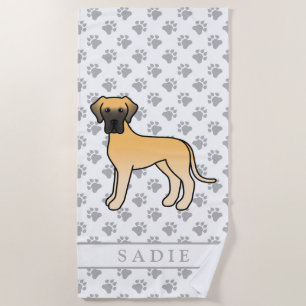 Serviette De Plage Grand Danois faon Dessin animé mignon de chien & N