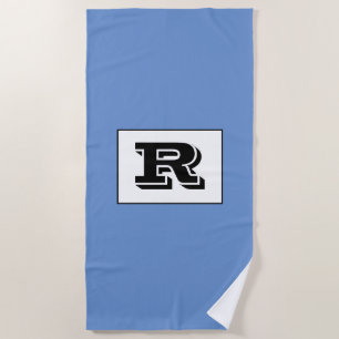 Serviette De Plage Grand Monogramme noir en gras, bleu