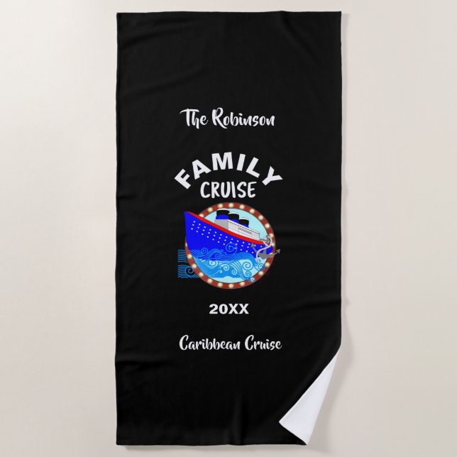Serviette De Plage Graphique de croisière de vacances en famille pers (Devant)