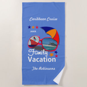Serviette De Plage Graphique de croisière de vacances en famille pers