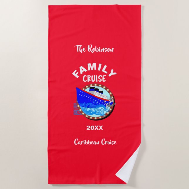 Serviette De Plage Graphique de croisière de vacances en famille pers (Devant)