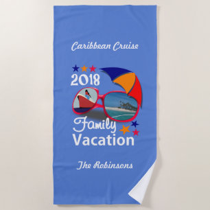 Serviette De Plage Graphique de croisière en famille 2018 personnalis