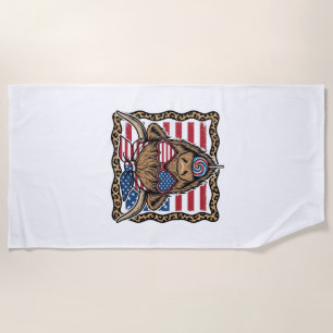 Serviette De Plage Graphique de drapeau vintage de vache des Highland
