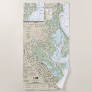 Serviette De Plage Graphique des ports de Plymouth, Kingston et Duxbu