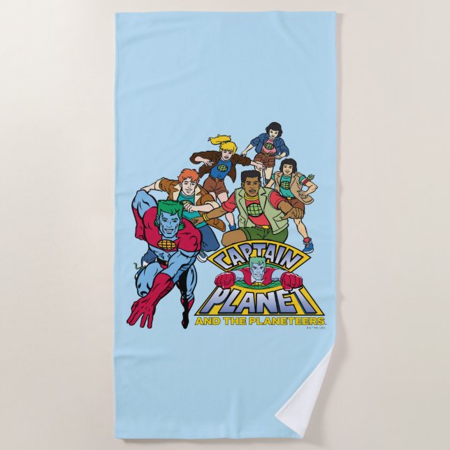 Serviette De Plage Graphique du logo Captain Planet & Planeteers Grou (Devant)