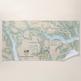 Serviette De Plage Graphique nautique 11519 des rivières Coosaw et Br