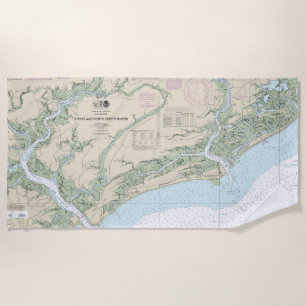 Serviette De Plage Graphique nautique des rivières Stono et Edisto No