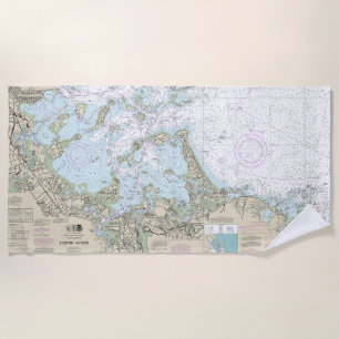 Serviette De Plage Graphique nautique du port de Boston 13270