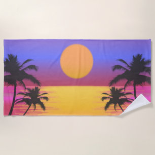 Serviette De Plage Graphisme de coucher de soleil tropical