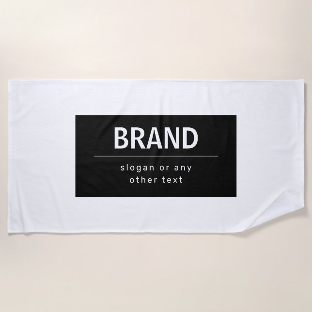 Serviette De Plage Gras Marque moderne ou nom commercial | Noir et bl (Devant)