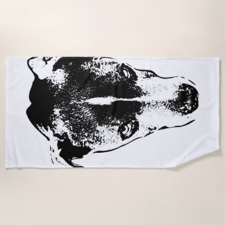 Serviette de plage Gras Portrait de chien noir et 