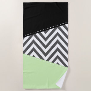 Serviette De Plage Gray Zigzag, Gray Chevron, Zigzag Pattern, Mint