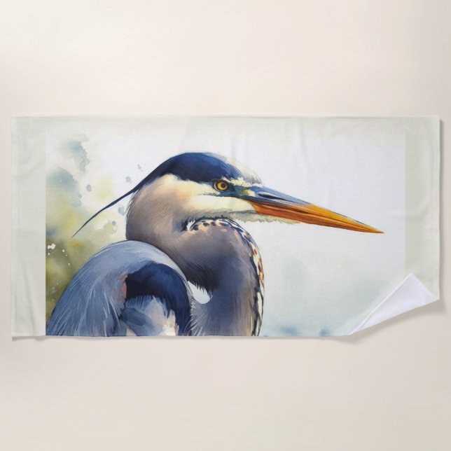 Serviette De Plage Great Blue Heron Faune Mer Terres Humides Oiseaux  (Devant)
