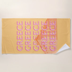 Serviette De Plage Grèce Travel Art, Summer Travel Art, Orange