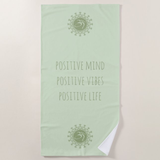 Serviette De Plage Green Om & Mandala Vibes d'esprit positif & Vie (Devant)