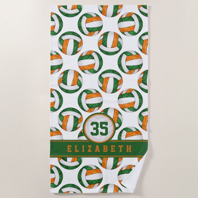 Serviette De Plage green orange volleball filles esprit d'équipe cade (Devant)