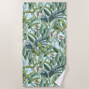 Serviette De Plage Green Tropical Jungle Banana Tree Strelitzia