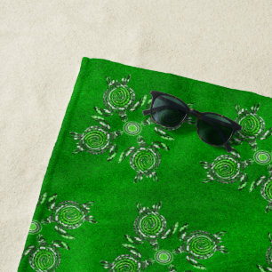 Serviette De Plage Green Turtle Dot Art,