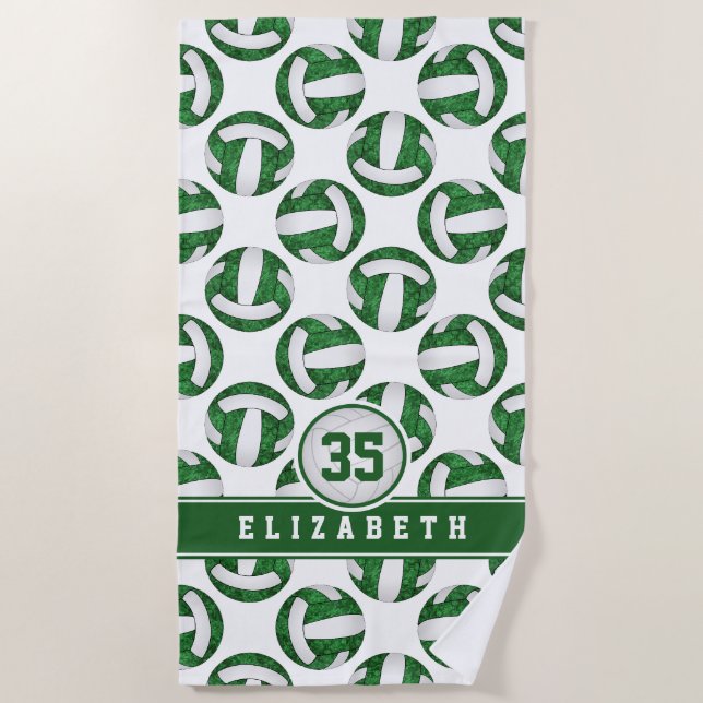 Serviette De Plage green white volleball filles équipe sports (Devant)